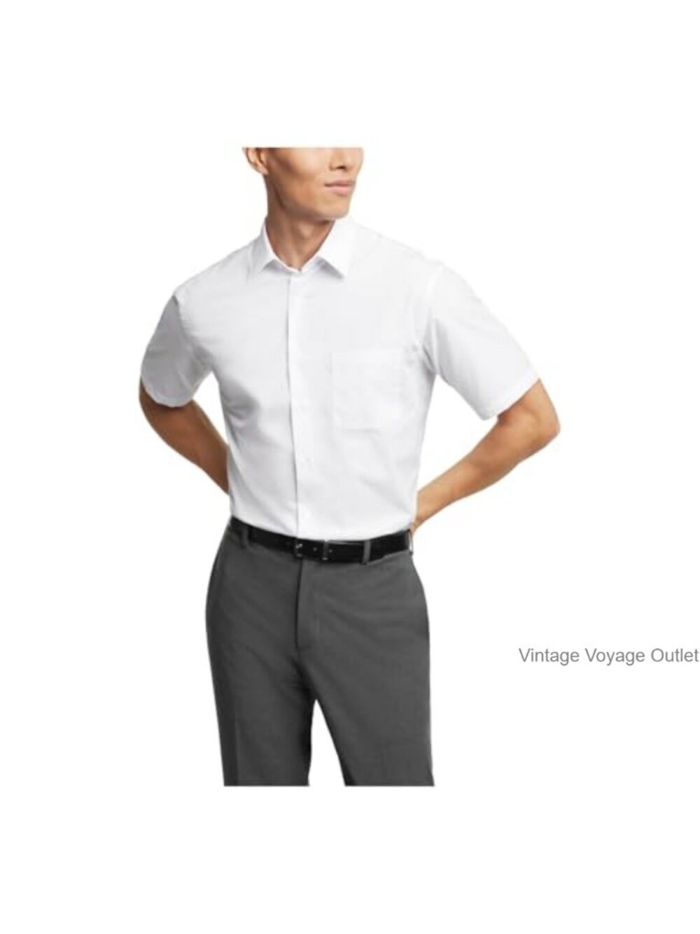Van Heusen Men's Short Sleeve Dress Shirt Regular Fit Poplin Solid